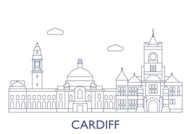 Cardiff. The most famous buildings of the city clipart