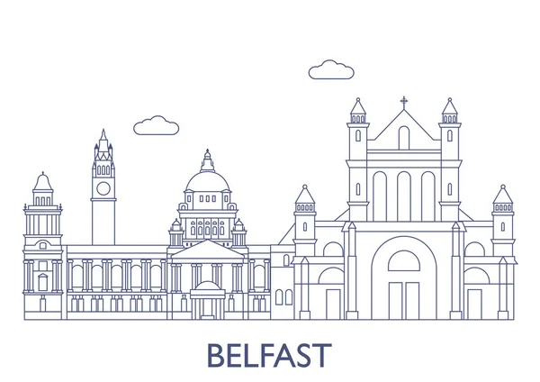 Belfast.The πιο διάσημα κτίρια της πόλης — Διανυσματικό Αρχείο