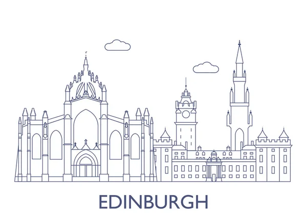 Эдинбург. Самые известные здания города — стоковый вектор
