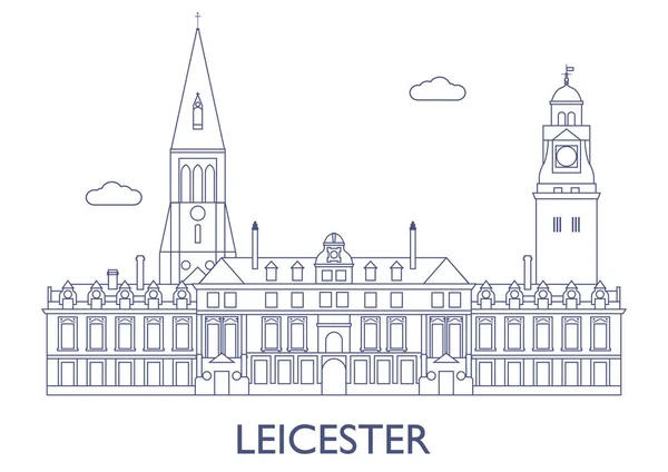 Leicester, The most famous buildings of the city — Stock Vector