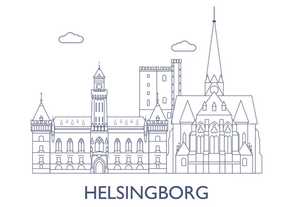 Helsingborg. De mest kända byggnaderna i staden — Stock vektor