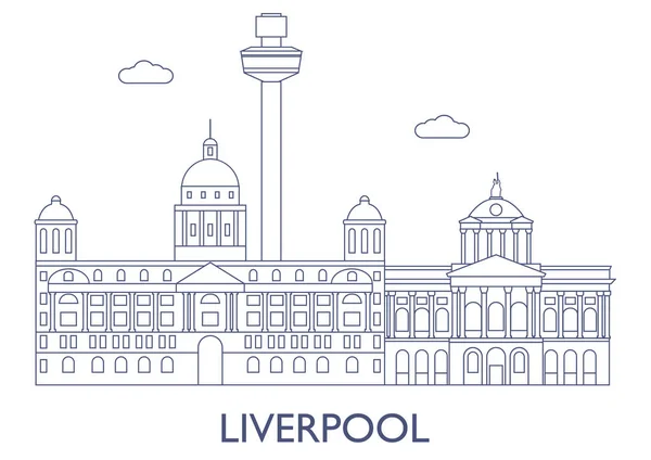 Liverpool, şehrin en ünlü binaları — Stok Vektör