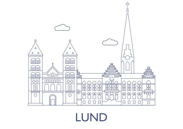 Lund, os edifícios mais famosos da cidade —  Vetores de Stock