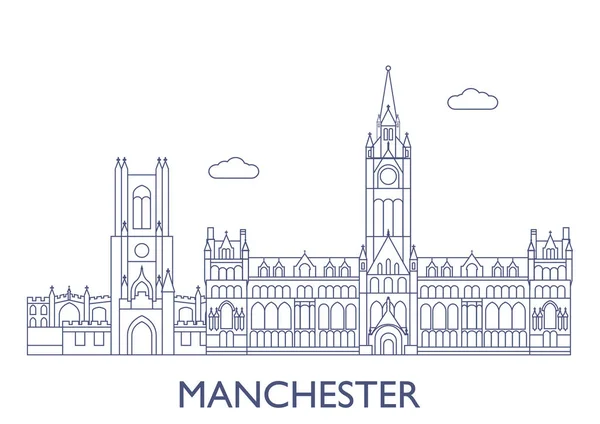 Manchester, Gli edifici più famosi della città — Vettoriale Stock