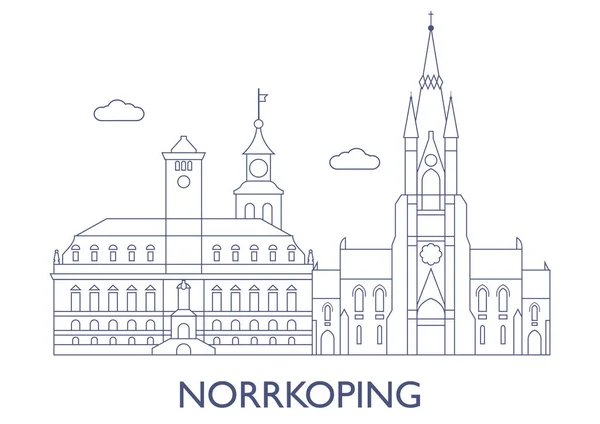 Norrkoping, os edifícios mais famosos da cidade —  Vetores de Stock