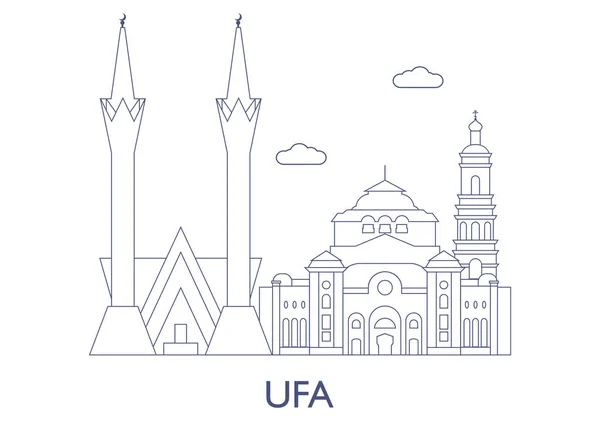 우파, 도시의 가장 유명한 건물 — 스톡 벡터