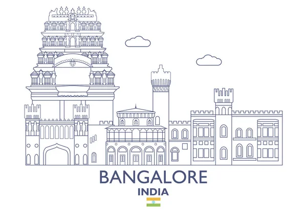 Skyline di città di Bangalore, India — Vettoriale Stock