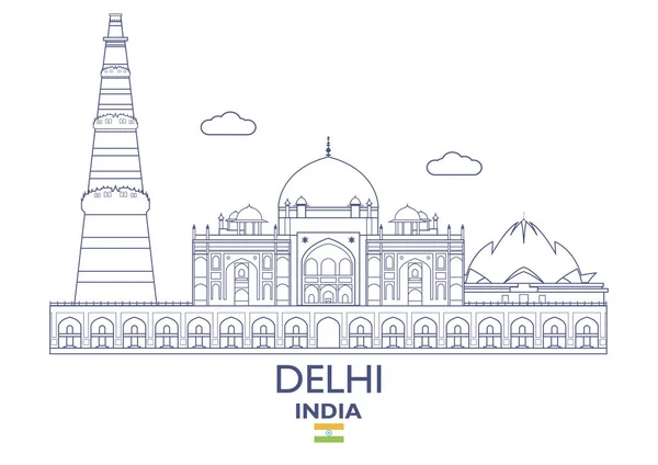 Delhi City Skyline, Índia — Vetor de Stock