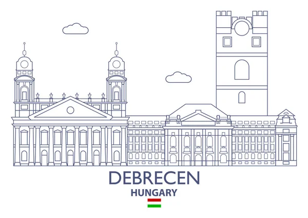 Debrecen város Skyline, Magyarország — Stock Vector