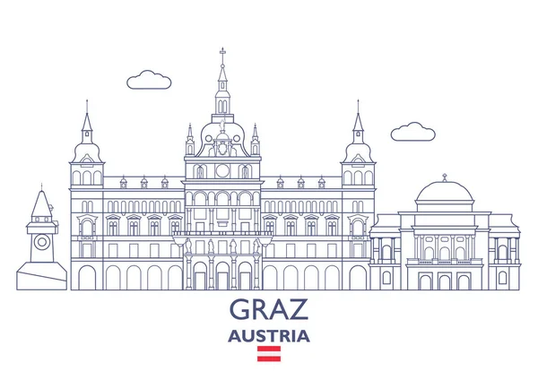 Skyline di città di Graz, Austria — Vettoriale Stock