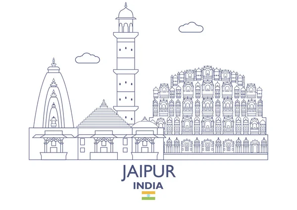 Skyline di città di Jaipur, India — Vettoriale Stock