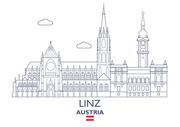 Skyline di città di Linz, Austria — Vettoriale Stock