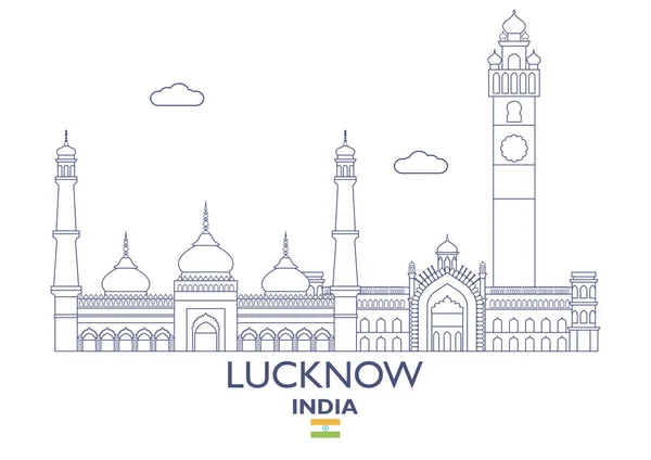 Skyline di città di Lucknow, India — Vettoriale Stock