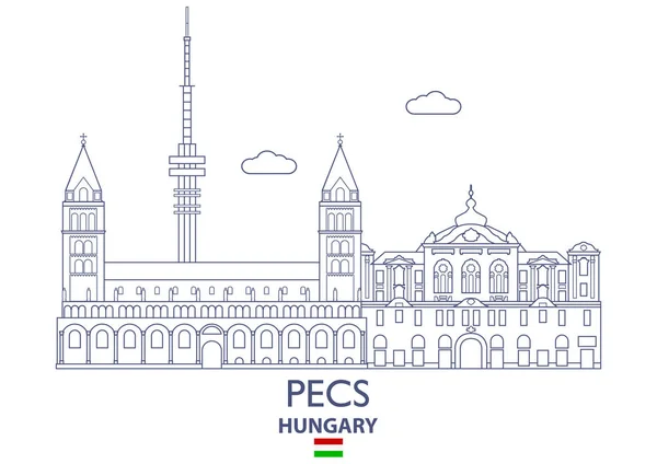 Pecs city skyline, ungarisch — Stockvektor