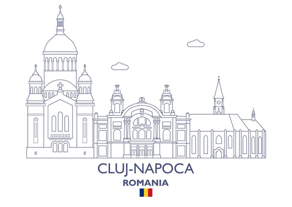 Cluj-Napoca City Skyline, Roménia — Vetor de Stock