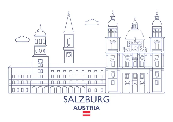 Ciudad de Salzburgo Skyline, Austria — Vector de stock