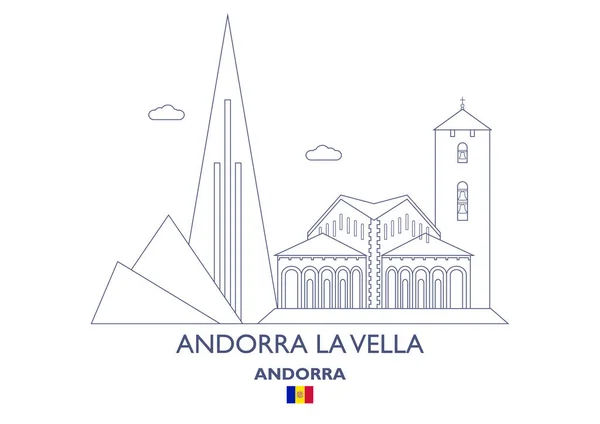 Andorra La Vella City Skyline, Andorra — Vettoriale Stock