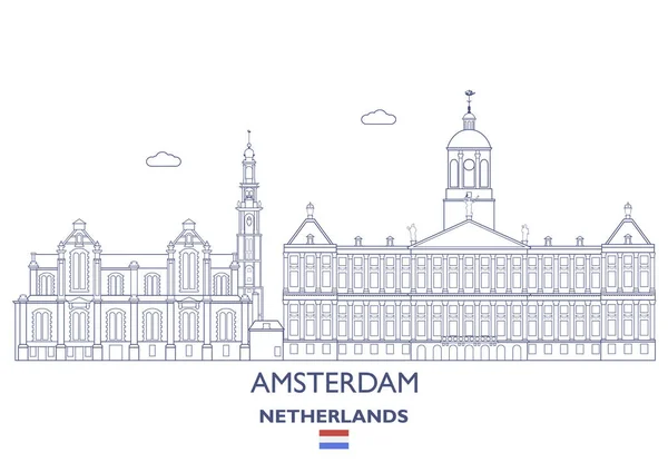 Amsterdam City Skyline, Países Baixos — Vetor de Stock