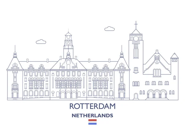 Στον ορίζοντα πόλη Ρότερνταμ, Ολλανδία — Διανυσματικό Αρχείο
