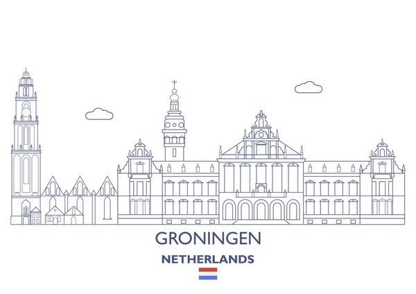 Groningen City Skyline, Países Baixos —  Vetores de Stock