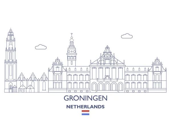 Groningen stad Skyline, Nederland — Stockvector