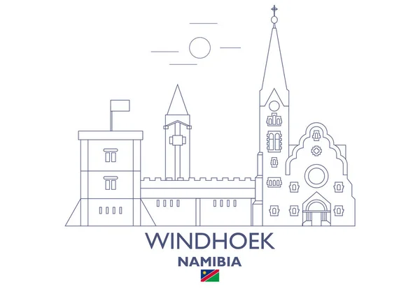 Skyline de la ciudad de Windhoek, Namibia — Vector de stock