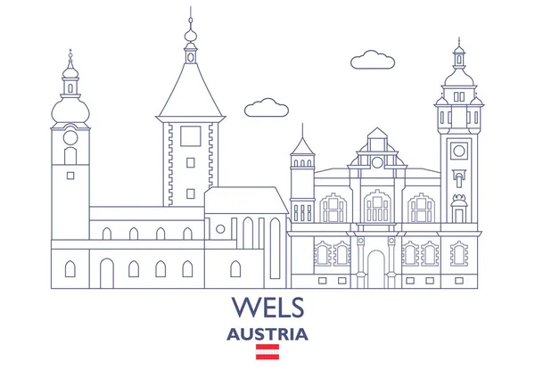 Στον ορίζοντα πόλη Wels, Αυστρία — Διανυσματικό Αρχείο