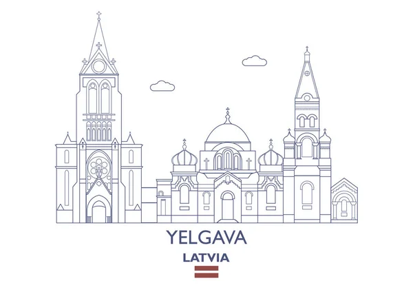 耶加瓦市的天际线，拉脱维亚 — 图库矢量图片
