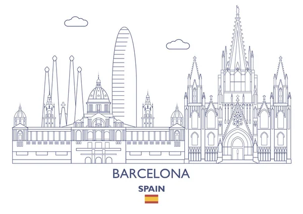 Barcelona City Skyline, Spanje — Stockvector