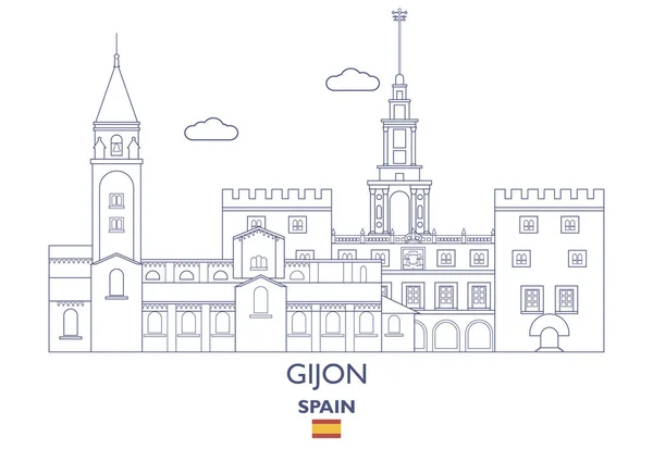 Ciudad de Gijón Skyline, España — Vector de stock