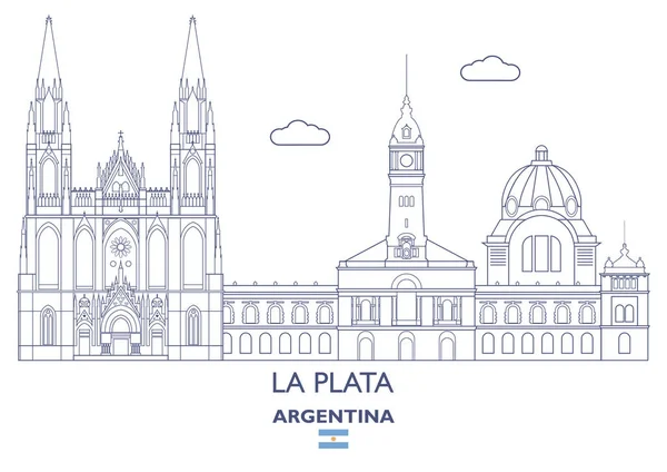 La Plata City Skyline, Argentina — Stok Vektör