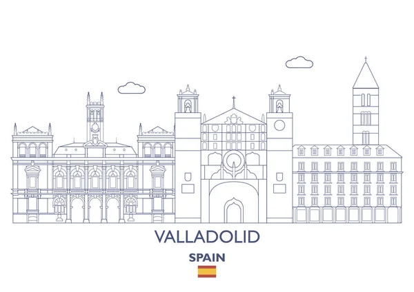 Valladolid lineaire stad Skyline, Spanje — Stockvector