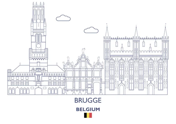 Brugge City Skyline, België — Stockvector