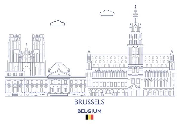 Linjär City Skyline i Bryssel — Stock vektor