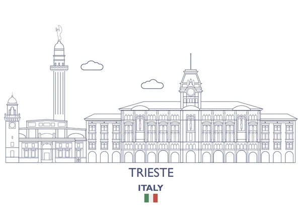 Trieste City Skyline, Itália — Vetor de Stock