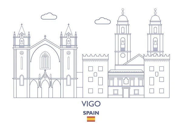 Vigo şehir manzarası, İspanya — Stok Vektör