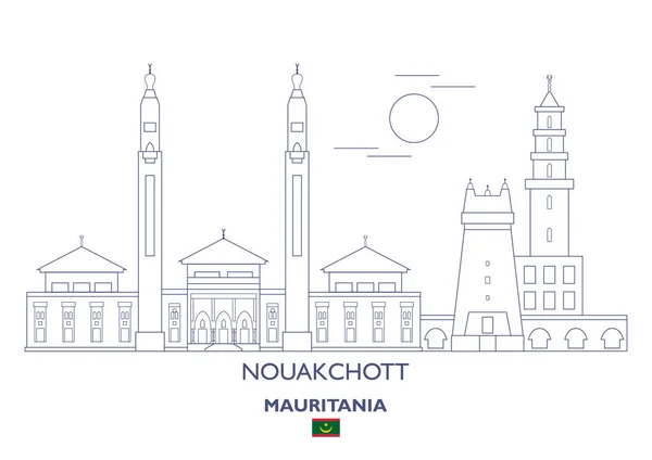 Skyline di città di Nouakchott, Mauritania — Vettoriale Stock