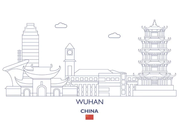 Skyline da cidade de Wuhan, China — Vetor de Stock