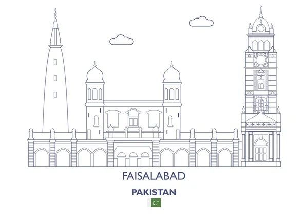 Faisalabad City Skyline, Pakisztán — Stock Vector