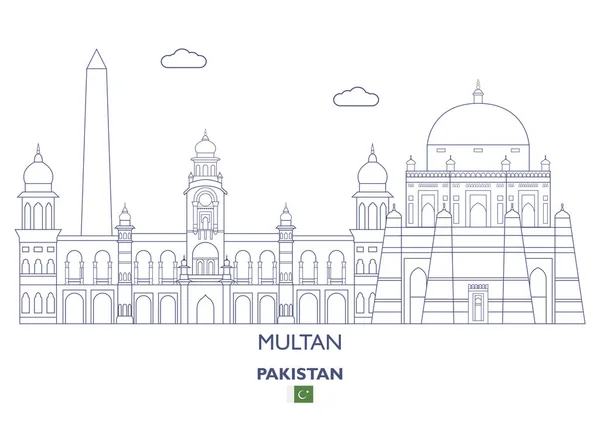 ムルタン市スカイライン、パキスタン — ストックベクタ