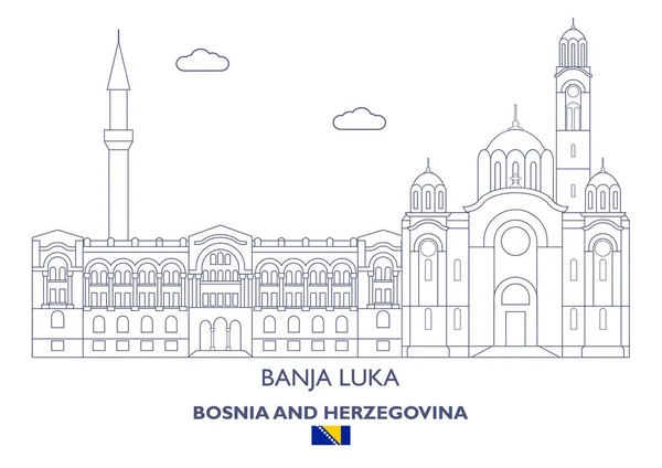 Banja Luka doğrusal şehir manzarası, Bosna ve Hersek — Stok Vektör