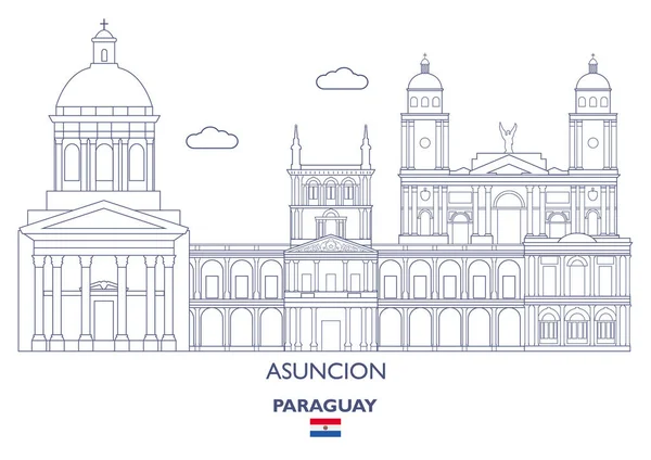 Asuncion linjär City Skyline, Paraguay — Stock vektor