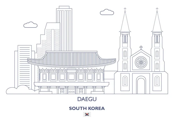 Daegu Linear City Skyline, Korea Selatan - Stok Vektor