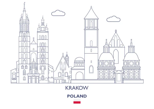 Krakau lineare Stadtsilhouette, Polen — Stockvektor