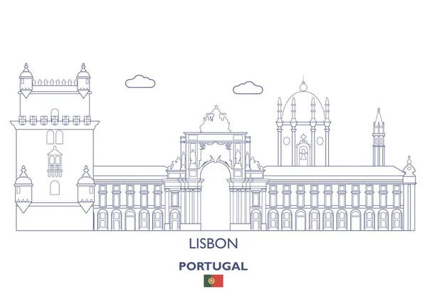 Lisbon City Skyline, Portugal — Stock Vector