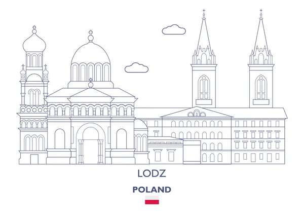 罗兹城市地平线, 波兰 — 图库矢量图片