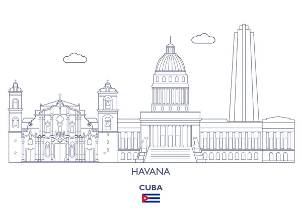 Cidade de Havana Skyline, Cuba — Vetor de Stock