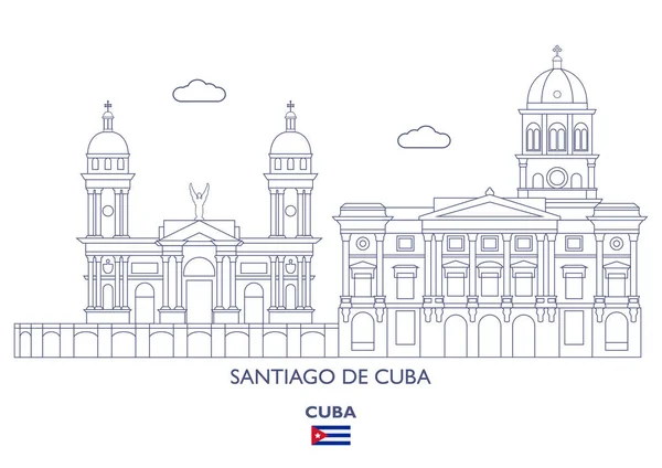 Santiago De Cuba City Skyline, Cuba — Vetor de Stock