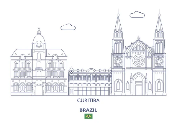 Curitiba City Skyline, Brasil — Vector de stock