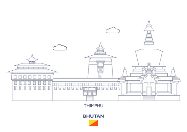 Τιμπού: City στον ορίζοντα, Μπουτάν — Διανυσματικό Αρχείο